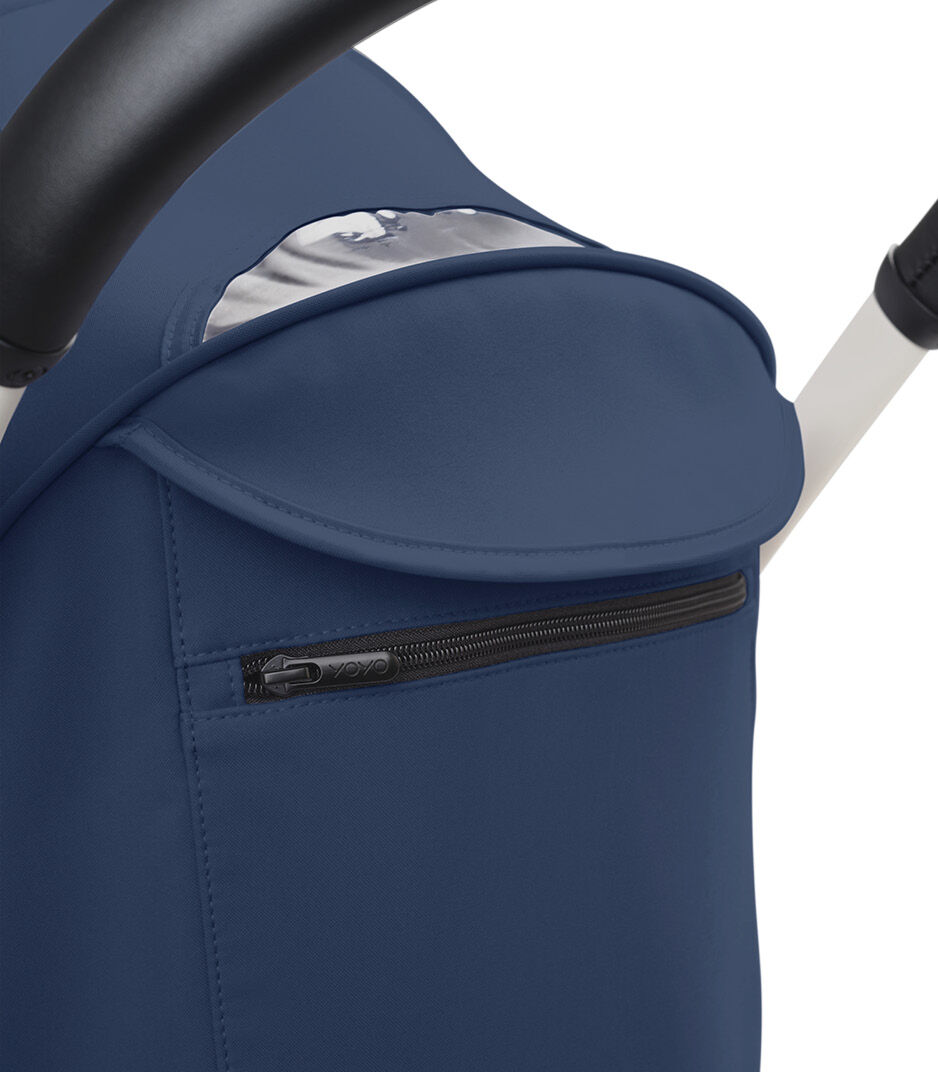 Stokke® YOYO3® 6+ Air France. White Frame. Canopy ventilation closed, close-up. galery image 5
